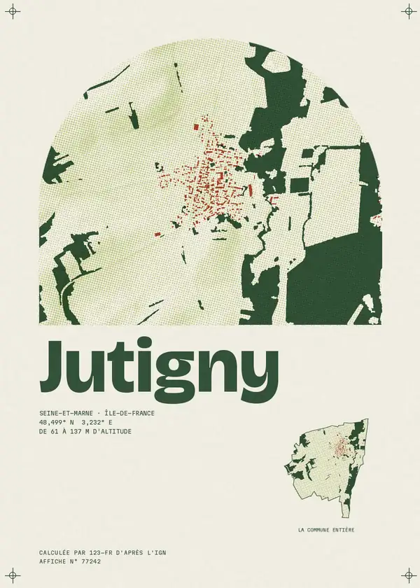 Affiche de Jutigny, calculée par 123-fr d'après l'IGN