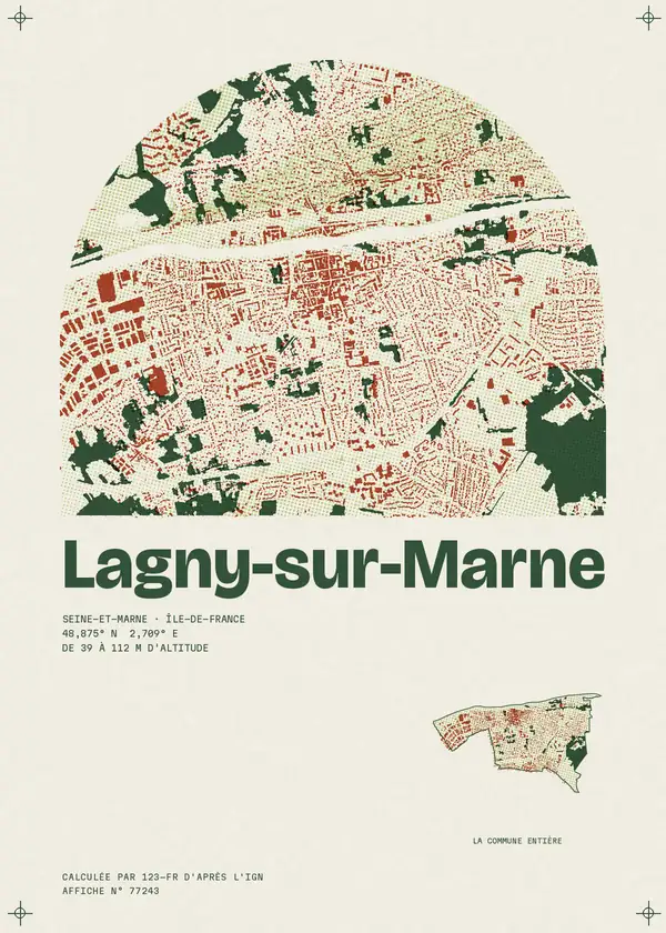 Affiche de Lagny-sur-Marne, calculée par 123-fr d'après l'IGN