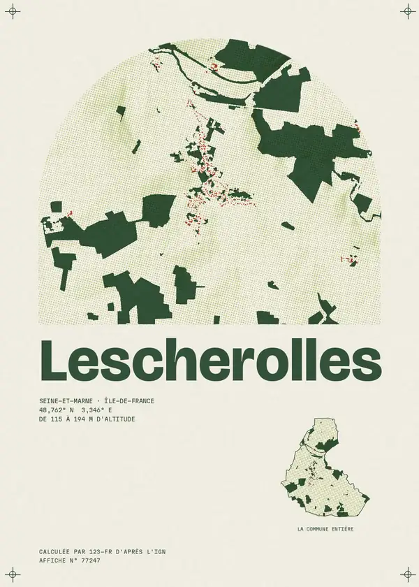 Affiche de Lescherolles, calculée par 123-fr d'après l'IGN