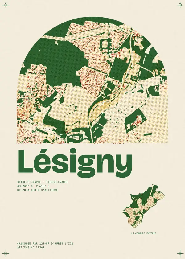 Affiche de Lésigny, calculée par 123-fr d'après l'IGN