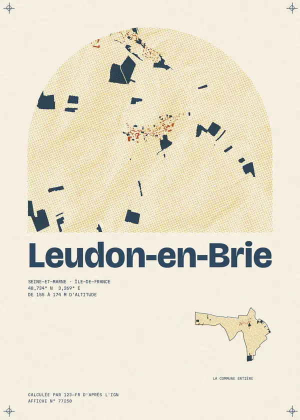 Affiche de Leudon-en-Brie, calculée par 123-fr d'après l'IGN
