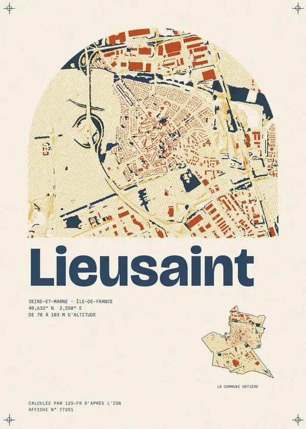 Affiche de Lieusaint, calculée par 123-fr d'après l'IGN