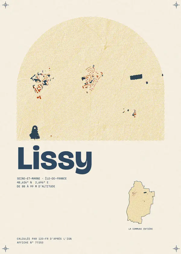 Affiche de Lissy, calculée par 123-fr d'après l'IGN