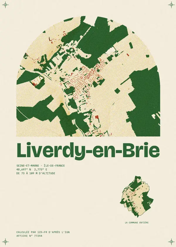 Affiche de Liverdy-en-Brie, calculée par 123-fr d'après l'IGN