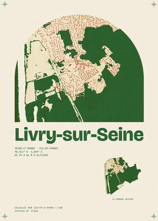 Affiche de Livry-sur-Seine, calculée par 123-fr d'après l'IGN