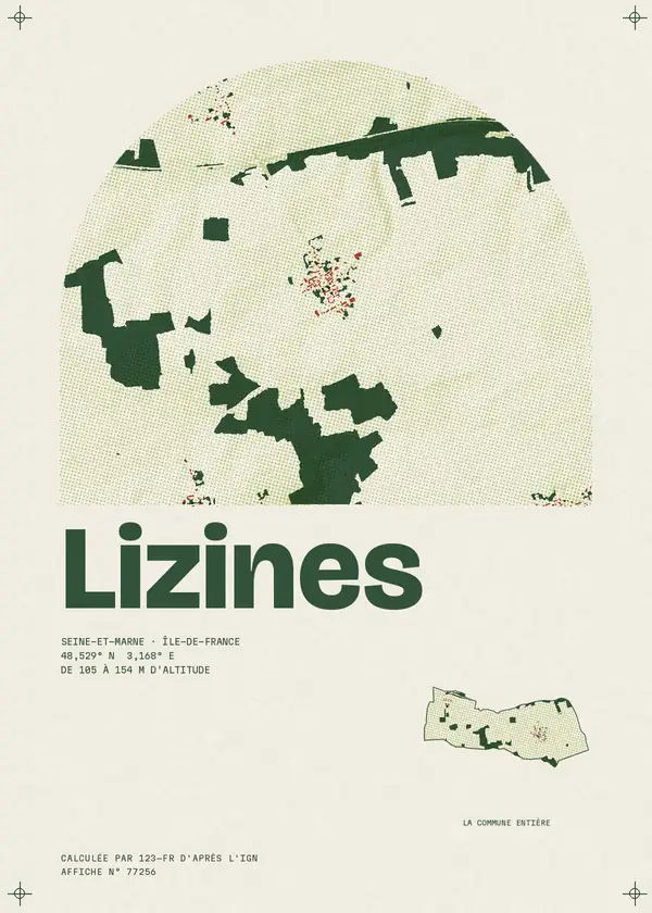 Affiche de Lizines, calculée par 123-fr d'après l'IGN