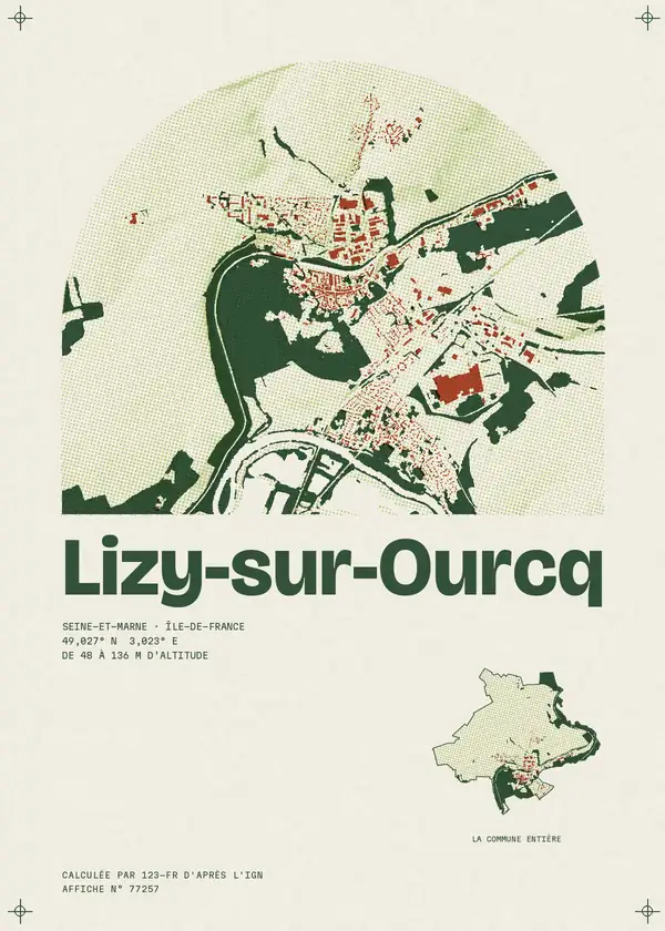 Affiche de Lizy-sur-Ourcq, calculée par 123-fr d'après l'IGN