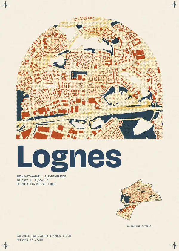 Affiche de Lognes, calculée par 123-fr d'après l'IGN