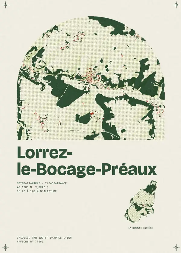 Affiche de Lorrez-le-Bocage-Préaux, calculée par 123-fr d'après l'IGN