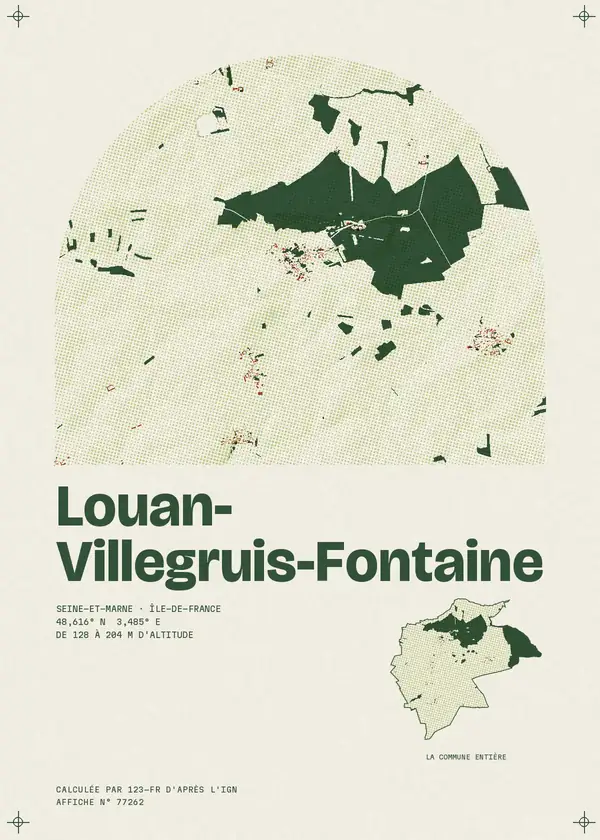 Affiche de Louan-Villegruis-Fontaine, calculée par 123-fr d'après l'IGN