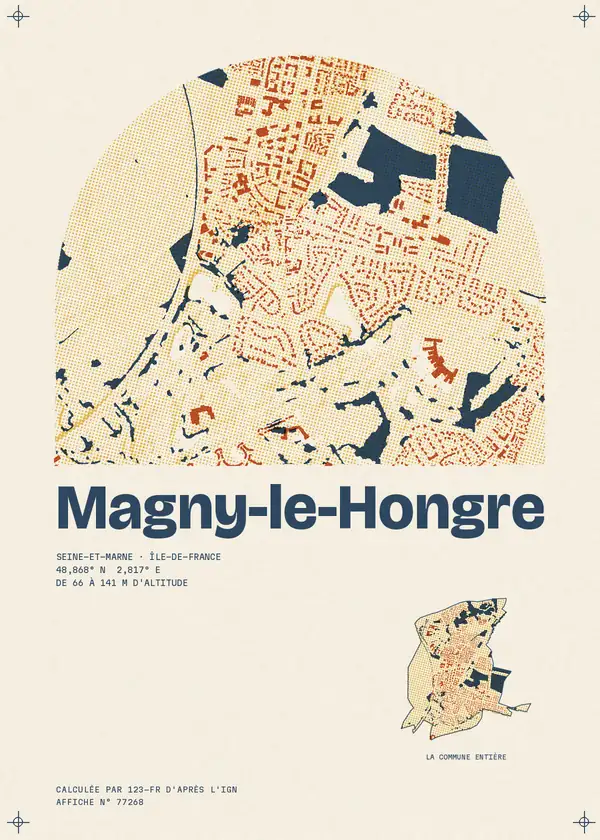 Affiche de Magny-le-Hongre, calculée par 123-fr d'après l'IGN