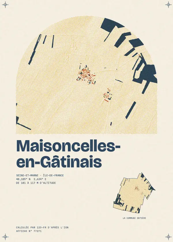Affiche de Maisoncelles-en-Gâtinais, calculée par 123-fr d'après l'IGN