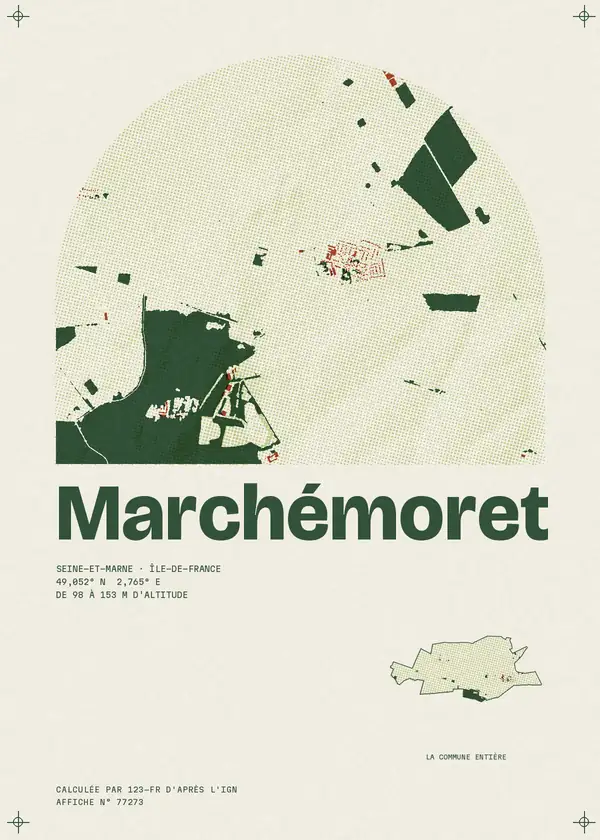 Affiche de Marchémoret, calculée par 123-fr d'après l'IGN