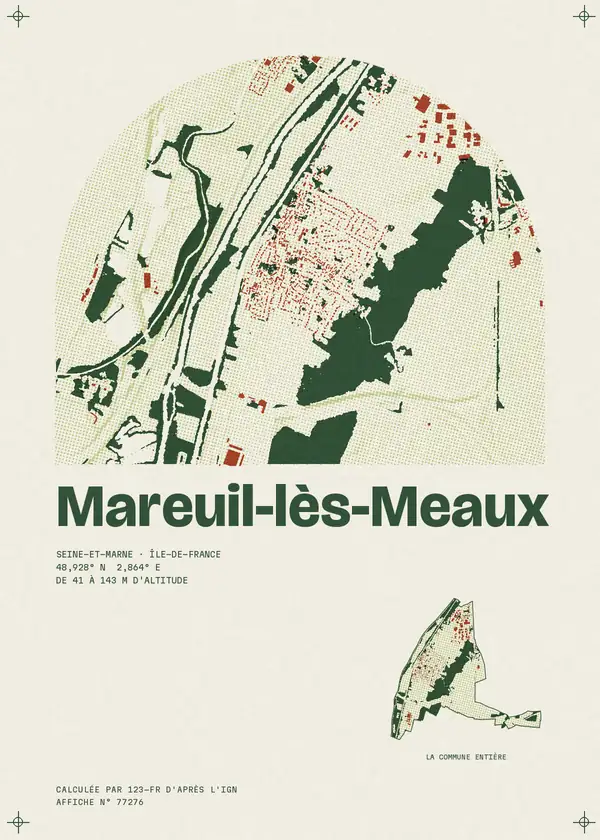 Affiche de Mareuil-lès-Meaux, calculée par 123-fr d'après l'IGN