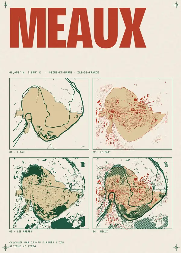 Affiche de Meaux, calculée par 123-fr d'après l'IGN