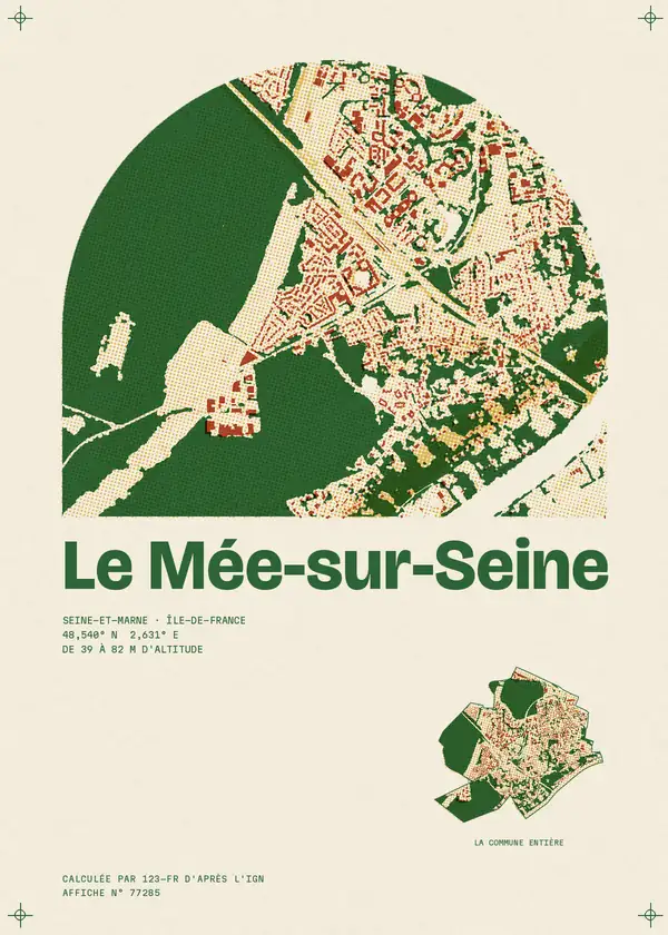 Affiche de Le Mée-sur-Seine, calculée par 123-fr d'après l'IGN