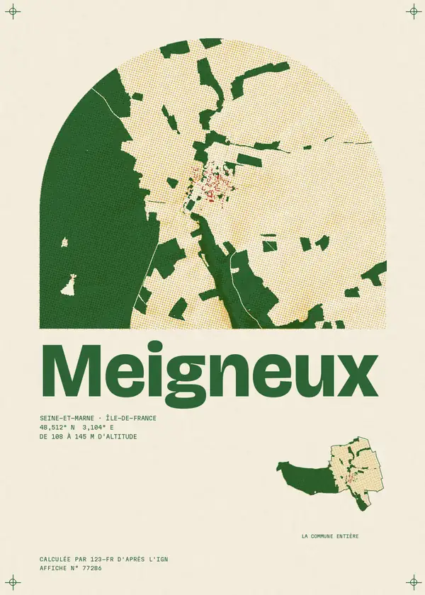 Affiche de Meigneux, calculée par 123-fr d'après l'IGN