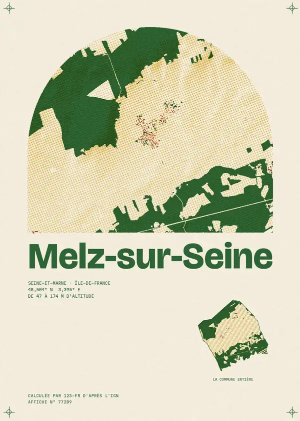 Affiche de Melz-sur-Seine, calculée par 123-fr d'après l'IGN