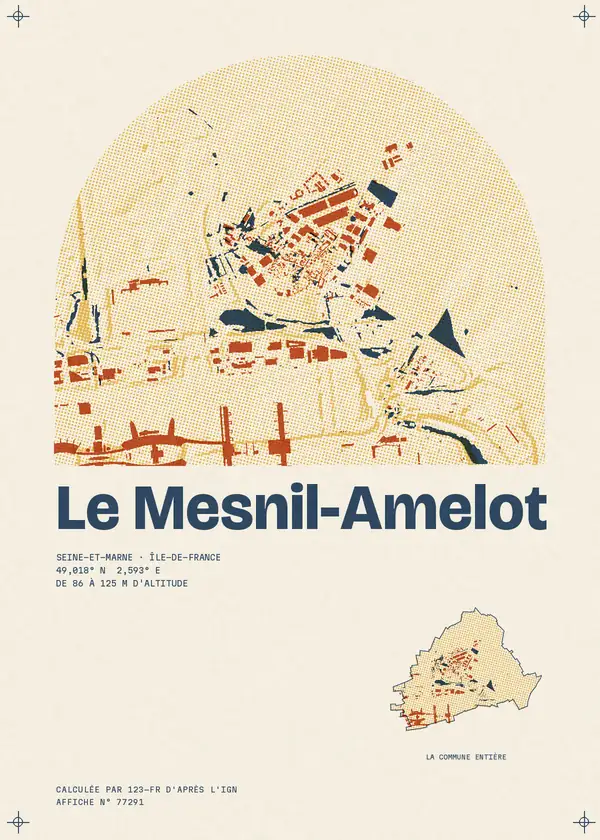 Affiche de Le Mesnil-Amelot, calculée par 123-fr d'après l'IGN