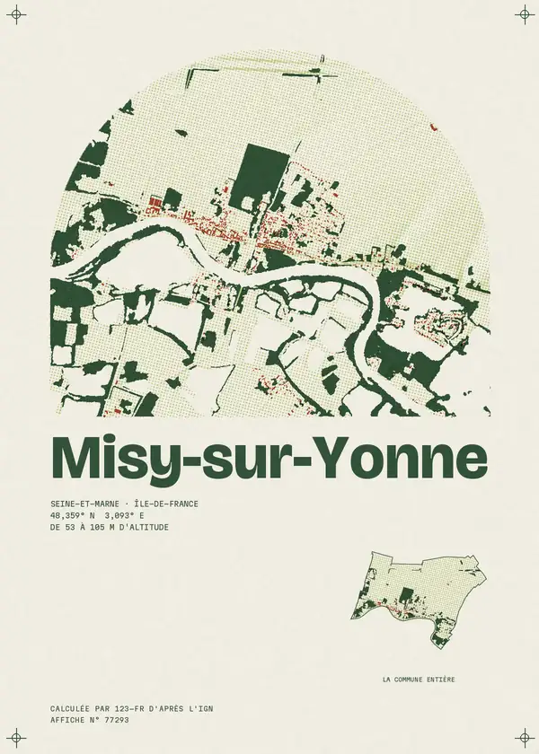Affiche de Misy-sur-Yonne, calculée par 123-fr d'après l'IGN