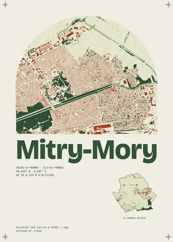Affiche de Mitry-Mory, calculée par 123-fr d'après l'IGN