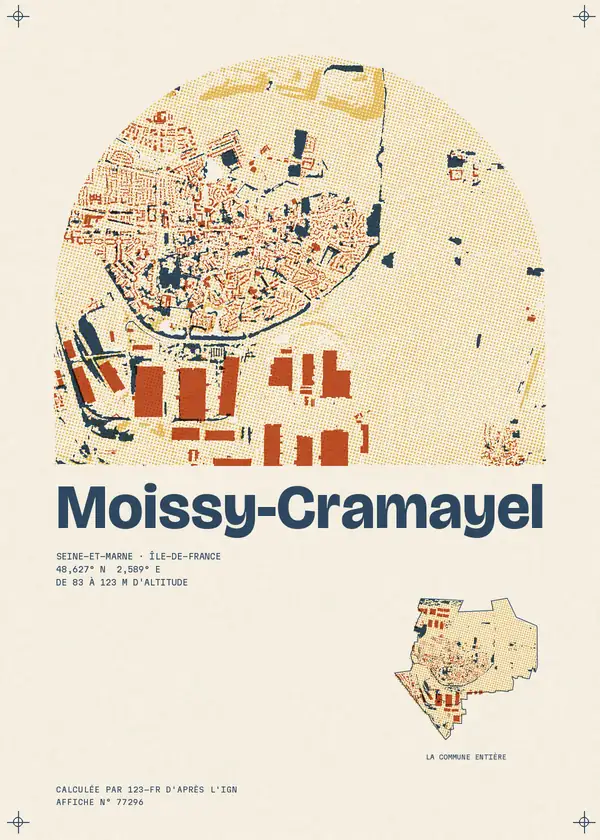 Affiche de Moissy-Cramayel, calculée par 123-fr d'après l'IGN