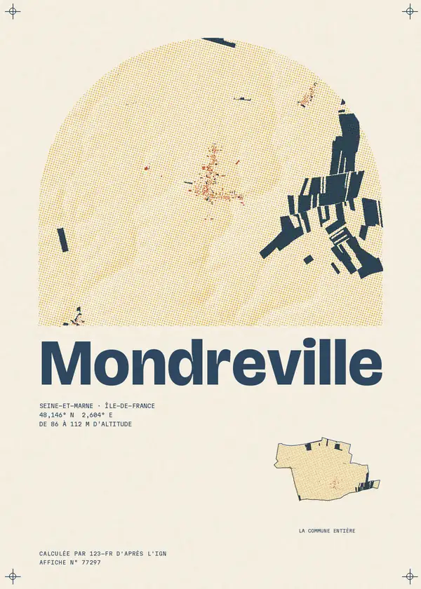 Affiche de Mondreville, calculée par 123-fr d'après l'IGN