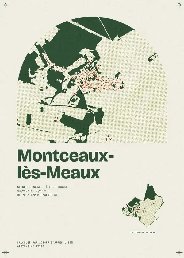 Affiche de Montceaux-lès-Meaux, calculée par 123-fr d'après l'IGN