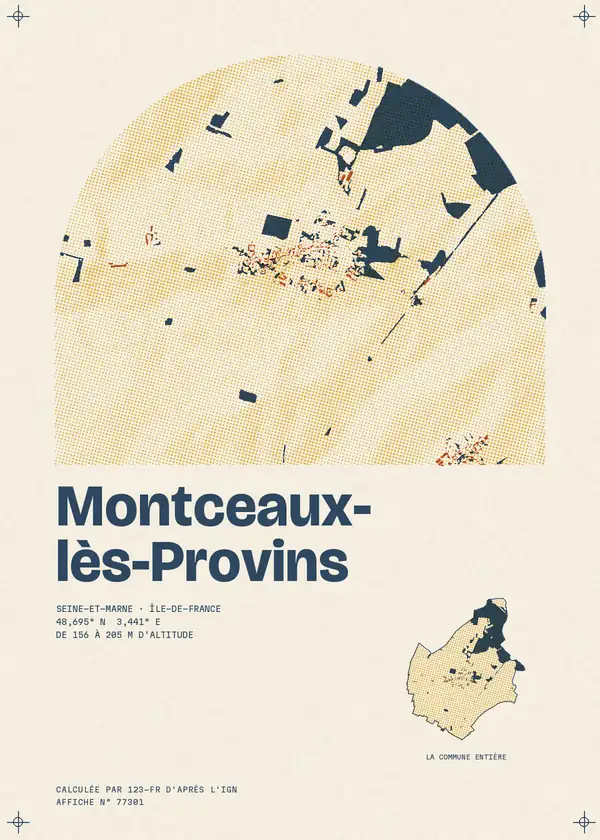 Affiche de Montceaux-lès-Provins, calculée par 123-fr d'après l'IGN