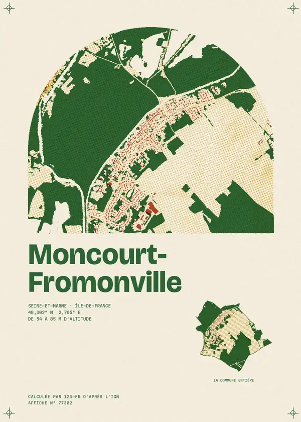 Affiche de Moncourt-Fromonville, calculée par 123-fr d'après l'IGN