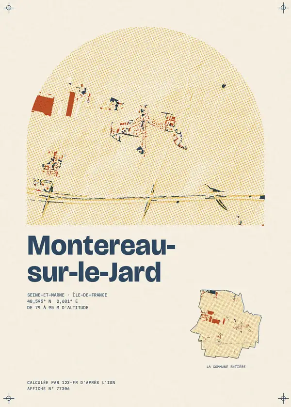 Affiche de Montereau-sur-le-Jard, calculée par 123-fr d'après l'IGN