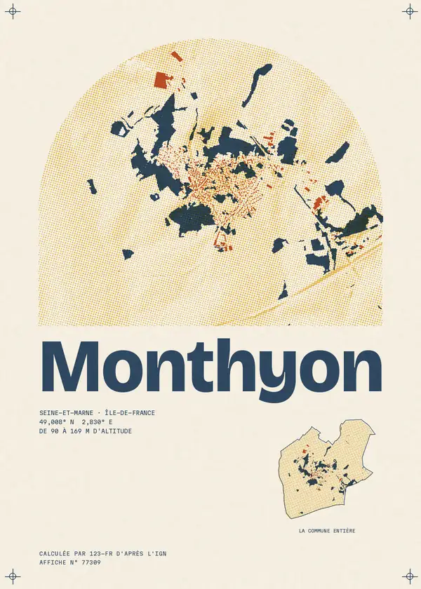 Affiche de Monthyon, calculée par 123-fr d'après l'IGN