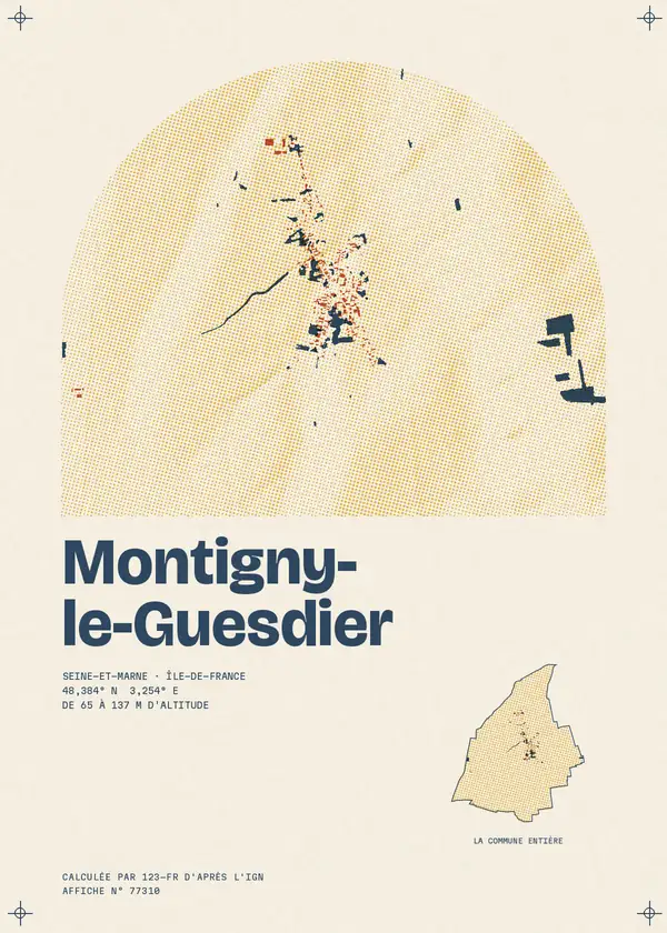 Affiche de Montigny-le-Guesdier, calculée par 123-fr d'après l'IGN
