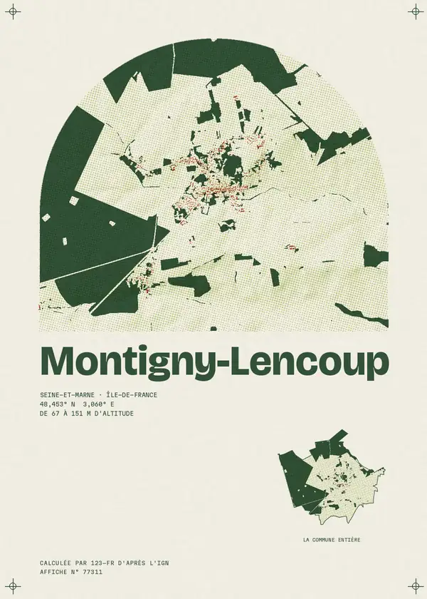 Affiche de Montigny-Lencoup, calculée par 123-fr d'après l'IGN