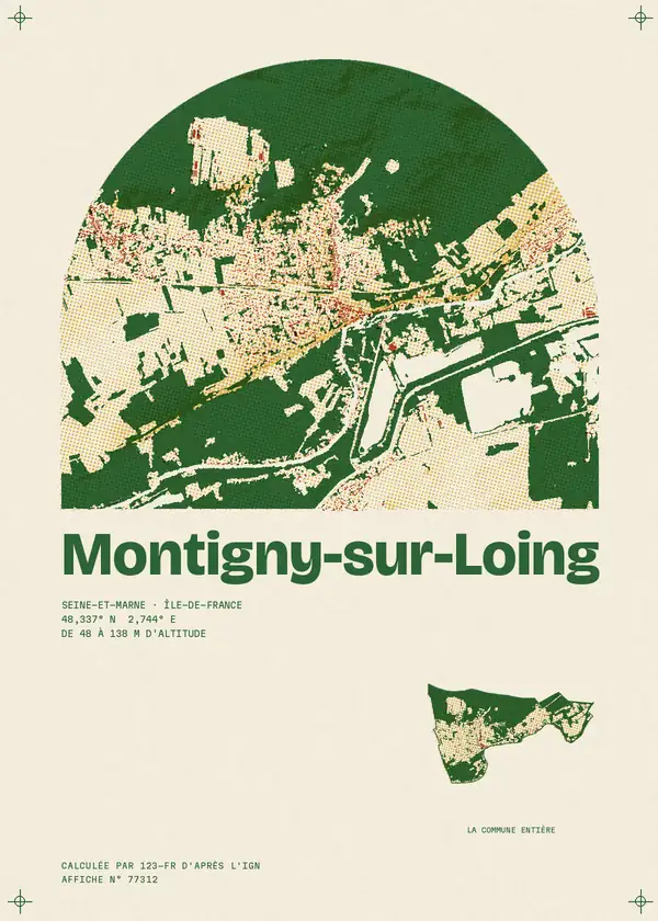 Affiche de Montigny-sur-Loing, calculée par 123-fr d'après l'IGN