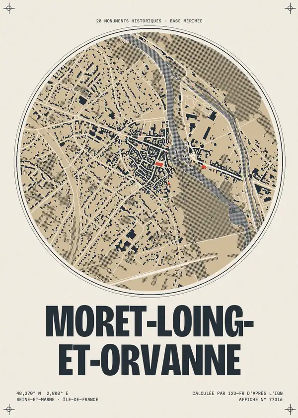 Affiche de Moret-Loing-et-Orvanne, calculée par 123-fr d'après l'IGN