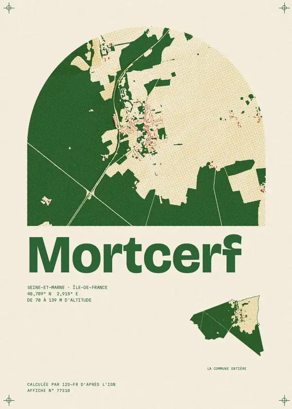 Affiche de Mortcerf, calculée par 123-fr d'après l'IGN