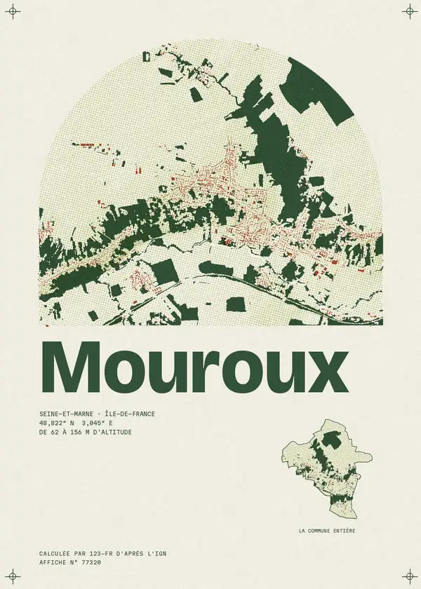 Affiche de Mouroux, calculée par 123-fr d'après l'IGN