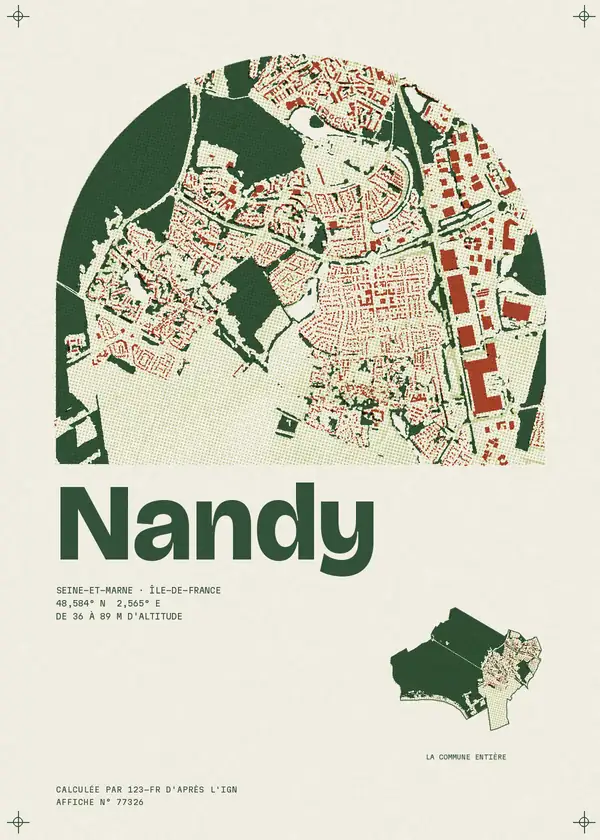 Affiche de Nandy, calculée par 123-fr d'après l'IGN