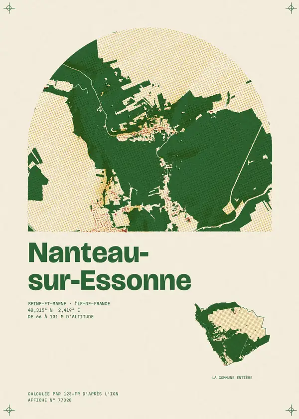 Affiche de Nanteau-sur-Essonne, calculée par 123-fr d'après l'IGN