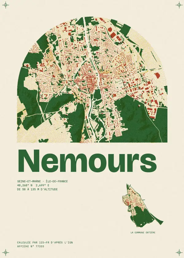 Affiche de Nemours, calculée par 123-fr d'après l'IGN