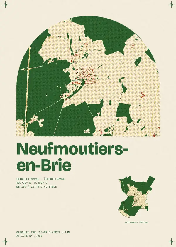 Affiche de Neufmoutiers-en-Brie, calculée par 123-fr d'après l'IGN