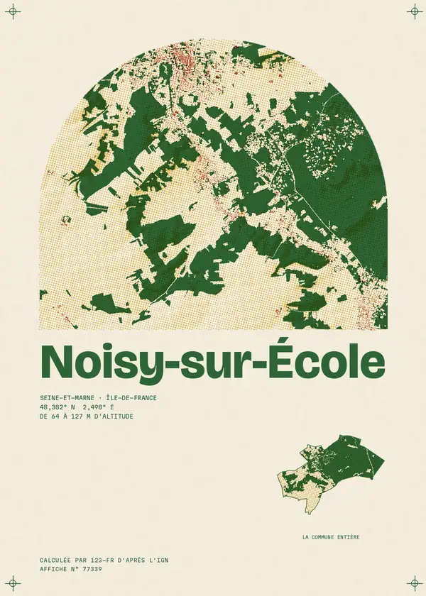 Affiche de Noisy-sur-École, calculée par 123-fr d'après l'IGN