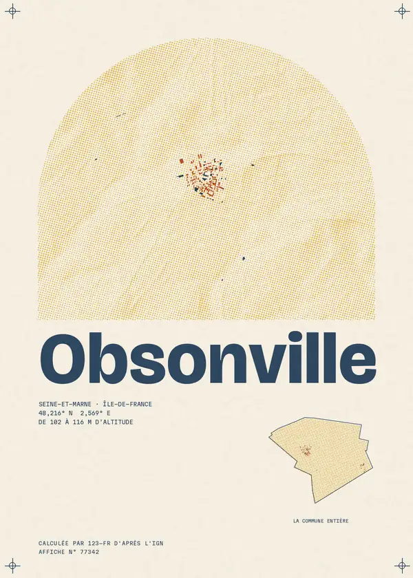 Affiche de Obsonville, calculée par 123-fr d'après l'IGN