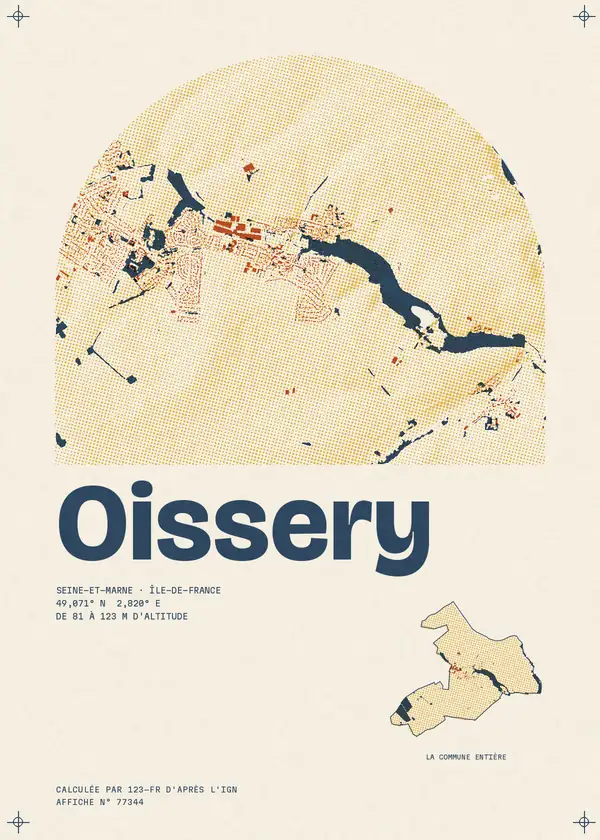 Affiche de Oissery, calculée par 123-fr d'après l'IGN