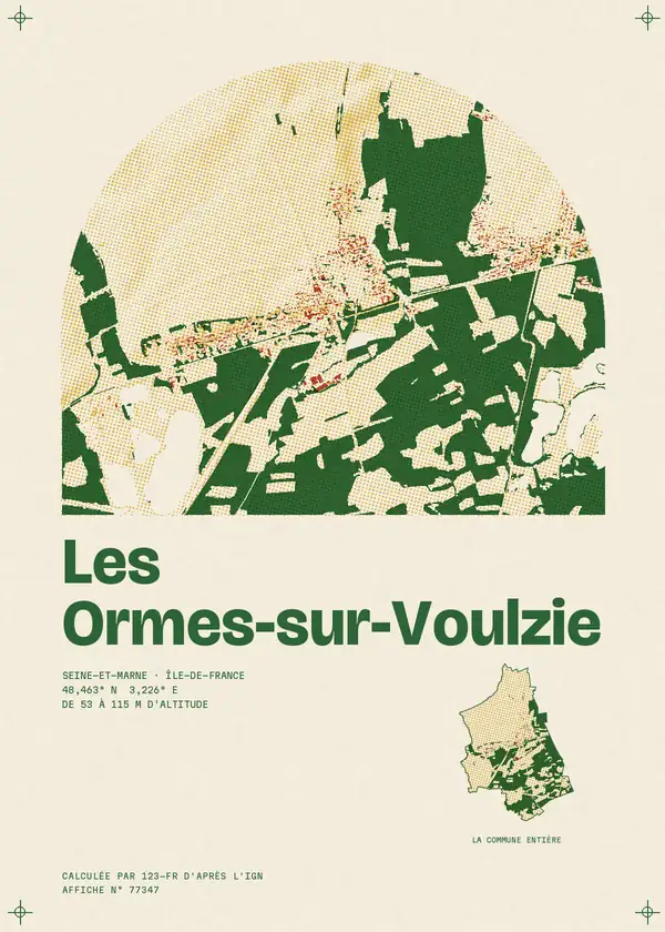 Affiche de Les Ormes-sur-Voulzie, calculée par 123-fr d'après l'IGN