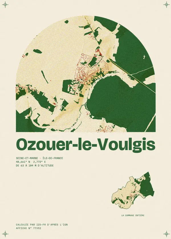 Affiche de Ozouer-le-Voulgis, calculée par 123-fr d'après l'IGN