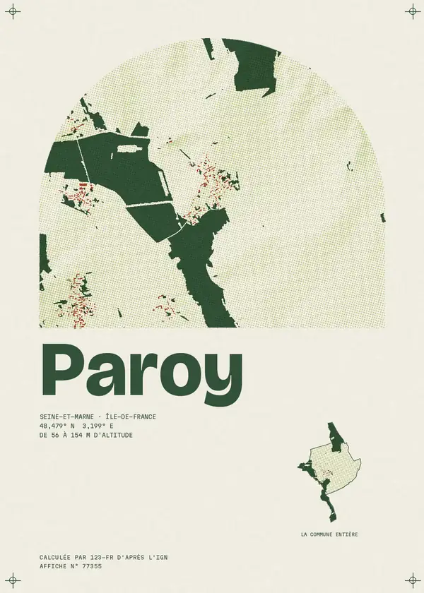 Affiche de Paroy, calculée par 123-fr d'après l'IGN