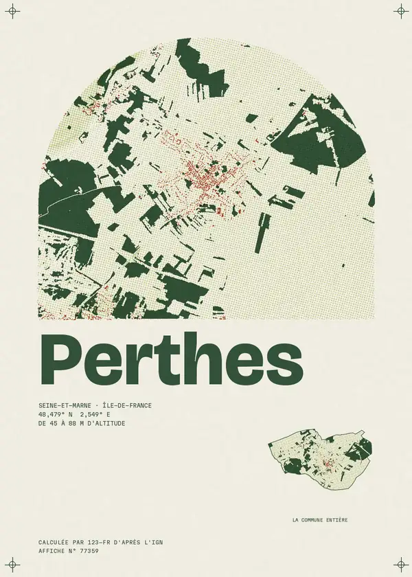 Affiche de Perthes, calculée par 123-fr d'après l'IGN