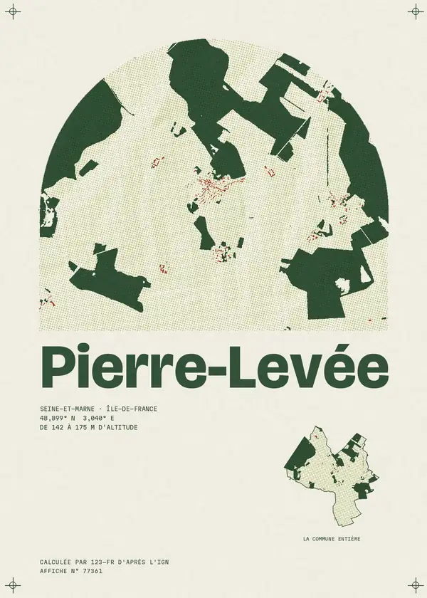 Affiche de Pierre-Levée, calculée par 123-fr d'après l'IGN
